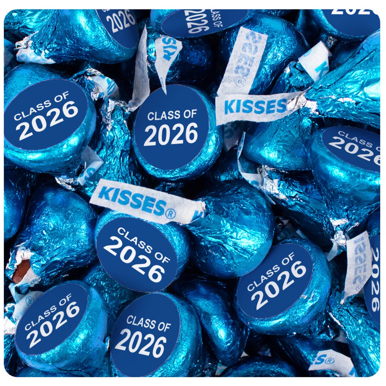 85 Pcs Graduation Candy Party Favors Milk Chocolate Hershey's Kisses with Stickers - Blue Class of 2025